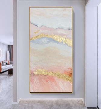 抽象的かつ装飾的 Painting - ゴールド ピンク 01 壁装飾